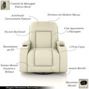 Ver imagem 3 de Poltrona do Papai Reclinável Massagem e Aquecimento Balanço 2 Porta Copos Mark Pu Bege G31