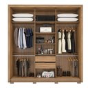 Ver imagem 3 de Guarda Roupa Casal Moema 3 Portas Flex Amêndola/preto Prime com Espelho e Pés - Demóbile
