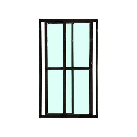 Porta Balcão 2 Folhas Vidro Alumínio Preto 210X140LINHA 25