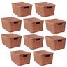 10 X Caixa Organizadora Plástica Rattan 7 Litros Marrom - 1