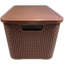 Ver imagem 7 de 10 X Caixa Organizadora Plástica Rattan 7 Litros Marrom