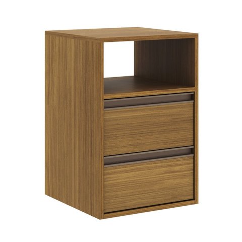 Mesa de Cabeceira 2 Gavetas Mdf Select Belmax:freijó