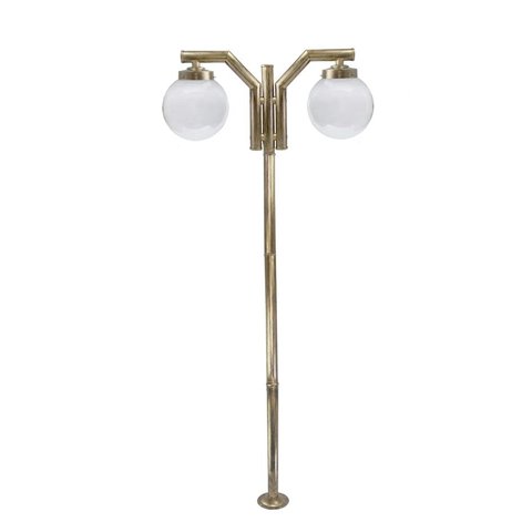 Poste de Jardim P23/2 com Globo de Vidro Transparente 15x30 2,16m em Aço Fosfatizado Ouro Velho