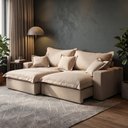 Ver imagem 1 de Sofá Korea 2m Retrátil Reclinável Linho Molas Ensacadas - Bege