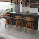 Ver imagem 2 de Kit 02 Banquetas Giratória Costela Suede Base Madeira MA70 - D’Rossi - Azul Marinho