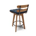 Ver imagem 5 de Kit 02 Banquetas Giratória Costela Suede Base Madeira MA70 - D’Rossi - Azul Marinho