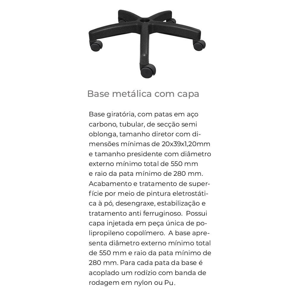 Cadeira Job com Bracos Assento Courino Base Caixa Metalica Preta - 54530 - 2