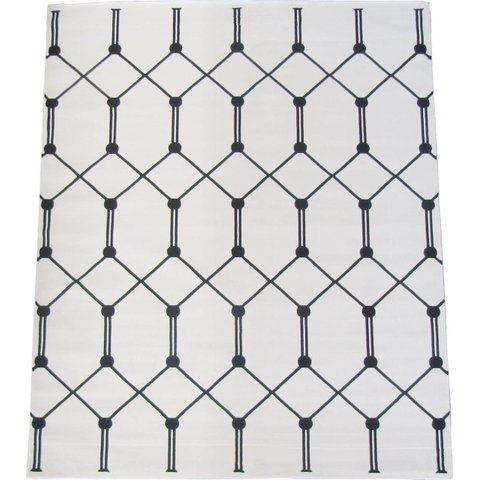 Tapete Sala Geometrico Preto e Branco Grid 150x200 Cm