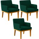 Ver imagem 1 de Kit 3 Poltronas Decorativas Para Sala De Estar E Recepção Beatriz W01 Bouclê Verde - Lyam Decor