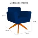 Ver imagem 5 de Poltrona Decorativa Isabela em Tressê Pés Madeira Giratório Suede Azul Marinho - DS Estofados