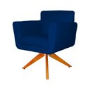 Ver imagem 3 de Poltrona Decorativa Isabela em Tressê Pés Madeira Giratório Suede Azul Marinho - DS Estofados