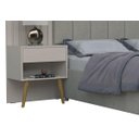 Ver imagem 3 de Cabeceira Extensível Zara Off White com Mesa de Apoio e Capitonê - Móveisaqui