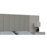 Cabeceira Extensível Zara Off White com Mesa de Apoio e Capitonê - Móveisaqui - 4