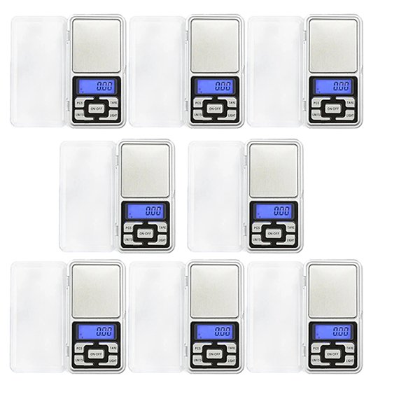 KIT 8 Mini Balanças Digitais Pocket Scale de Alta Precisão Eletrônicas Portáteis de Bolso 500g:Prata - 1