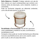 Ver imagem 5 de Puff de Ferro Decorativo Redondo para Sala Argola Glamour Bege Base Pés Bronze Tecido Linho
