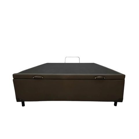 Base de Cama Box com Baú Viuva ou Casal em Corino - Marrom - Casal