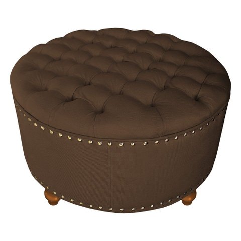 Puff Amora 70 Cm Suede Bege Slk Decor Amara Marrom