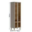 Ver imagem 3 de Cristaleira Renard 2 Portas 1 Gaveta com Vidro e Led 100% Mdf Jequitibá/gris Fosco - Pnr Móveis