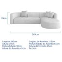 Ver imagem 3 de Sofá Modular Sala de Estar Decoração Luxo 265cm Lado Esquerdo Suede Celinne Luxuoso