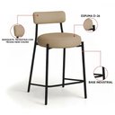 Ver imagem 3 de Banqueta Cozinha Média com Encosto Industrial Preto Londres New Couro Flex D03 - D'Rossi