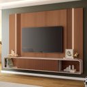 Ver imagem 2 de Painel Tv 85 Pol 219cm Bancada Suspensa Vivaz H01 Off/castanho - Mpozenato