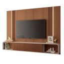 Ver imagem 1 de Painel Tv 85 Pol 219cm Bancada Suspensa Vivaz H01 Off/castanho - Mpozenato