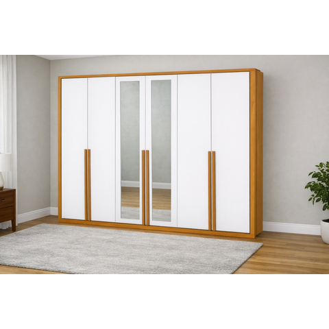 Guarda Roupa 6 Portas 6 Gav com Espelho Living -grand Line