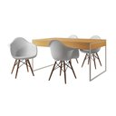 Ver imagem 6 de Mesa Jantar Industrial Canela 137X90Cm Base Ferro Branco Com 4 Poltronas Brancas Ei Cor: Canela
