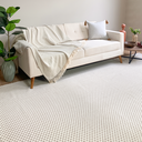 Ver imagem 1 de Tapete Sala Quarto Grande 3,00 X 2,00m Artesanal Rústico 100% Algodão Cru Xadrez Bege Antiderrapante