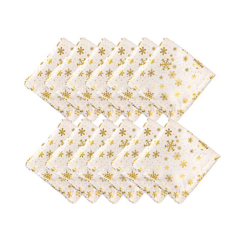 Kit 12 Guardanapos Lumine Natal Poliéster Oxford Branco