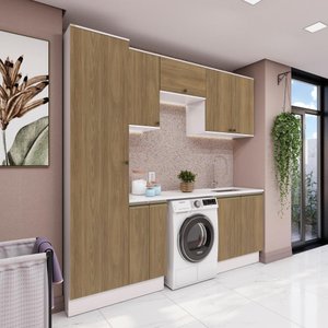 Lavanderia Modulada Kappesberg Celeste 7 Peças Branco/nogueira 230cm