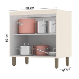 Balcão de Cozinha 02 Portas 80cm Connect Off White Henn - 2 Balcão de Cozinha 02 Portas 80cm Connect Off White Henn - 2