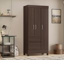 Ver imagem 1 de Guarda Roupa Solteiro Wind 3 Portas com Nichos e Cabideiro - Café Touch Demóbile