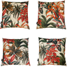 Kit 4 Almofadas Cheias Waterhavana Impermeável Área Externa Estampa Digital Folhas Verde Vermelho La - 1