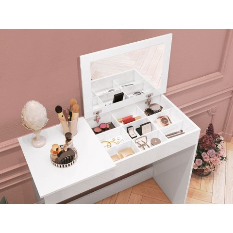 Penteadeira com Espelho e Porta Joias Paris Branco