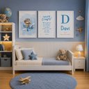 Ver imagem 2 de Kit Quadro Decorativo Infantil Ursinho Avião:20x30/Moldura Branca