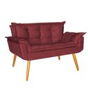 Ver imagem 2 de Kit 02 Namoradeira Sofá Opala Sala Escritório Recepção Quarto Suede Vermelho - Ninho Decor