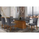 Ver imagem 1 de Sala de Jantar Completa Luna Tampo Madeirado C- Vidro Curvo 180x90 e 6 Cadeiras Melissa Imbuia -