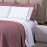 Jogo de Cama Branco com Detalhes Mauve 100% Algodão Casal Padrão 4 Peças - 3
