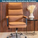 Ver imagem 5 de Cadeira Escritório Presidente Evo Domann Design Assento PU Camel Marrom e Base Metal
