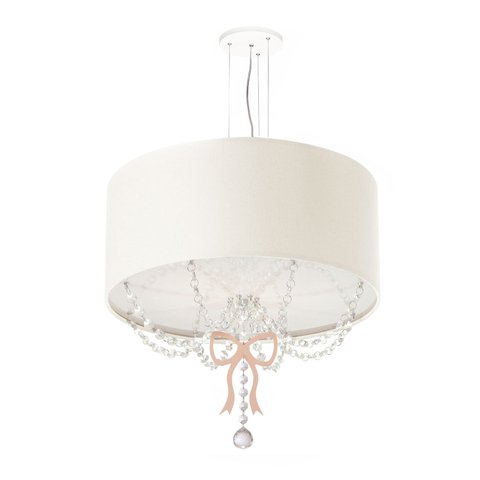 Lustre Pendente Infantil Laço Cúpula Branco 30x15 2e27