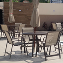 Ver imagem 2 de Kit com 4 Cadeiras para Jardim e Piscina em Alumínio e Tela Sling - Marrom Capuccino