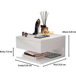 Kit 2 Mesas de Cabeceira Suspenso Havana Cores - Comprar Moveis em Casa: Branco - 2