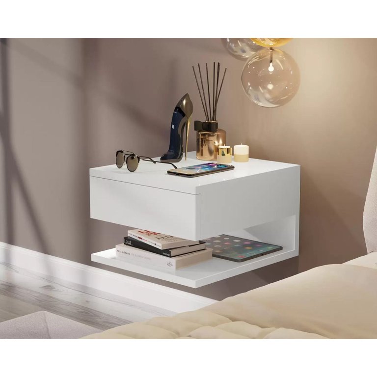 Kit 2 Mesas de Cabeceira Suspenso Havana Cores - Comprar Moveis em Casa: Branco