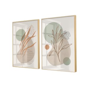 Kit 2 Quadros Sofisticados Elegantes Neutros para Sala
