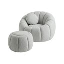 Ver imagem 3 de Poltrona Decorativa Sala Estar Quarto Concha C/puff Orgânica Boucle Cinza Claro - Vimont Moveis