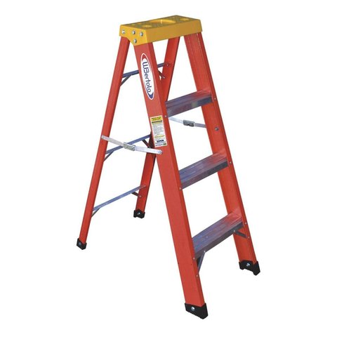 Escada em Fibra Tesoura 3 Degraus 1,20m com Patamar Simples WBertolo