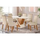 Ver imagem 1 de Conjunto Mesa Sala Jantar Solus Tampo Madeirado com Vidro Canto Reto 160x90cm e 6 Cadeiras Vita