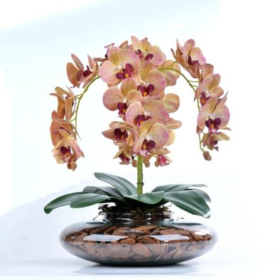 Arranjo 4 Orquídeas Artificiais Outonadas Vaso Rose Gold Lia |  MadeiraMadeira