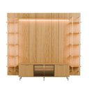 Ver imagem 1 de Rack com Painel para TV até 85" 11 Prateleiras e LED Neon Float 254cm – Carvalho c/ Champanhe